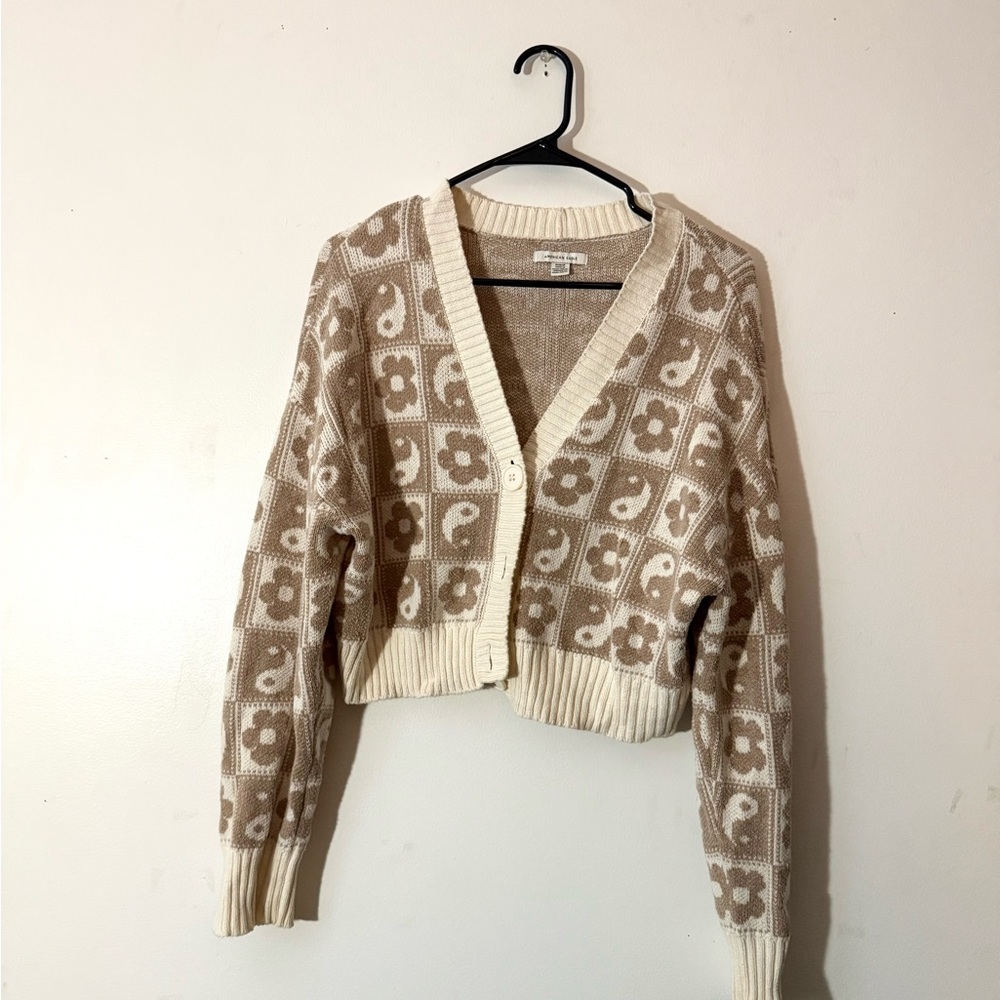 american eagle patterned cardigan